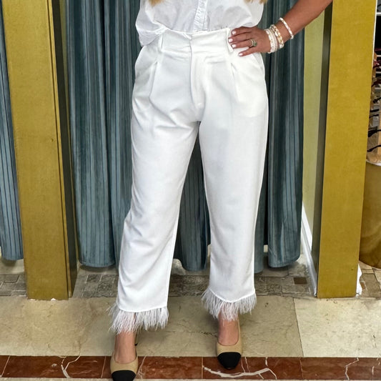 Milan trousers with feathers