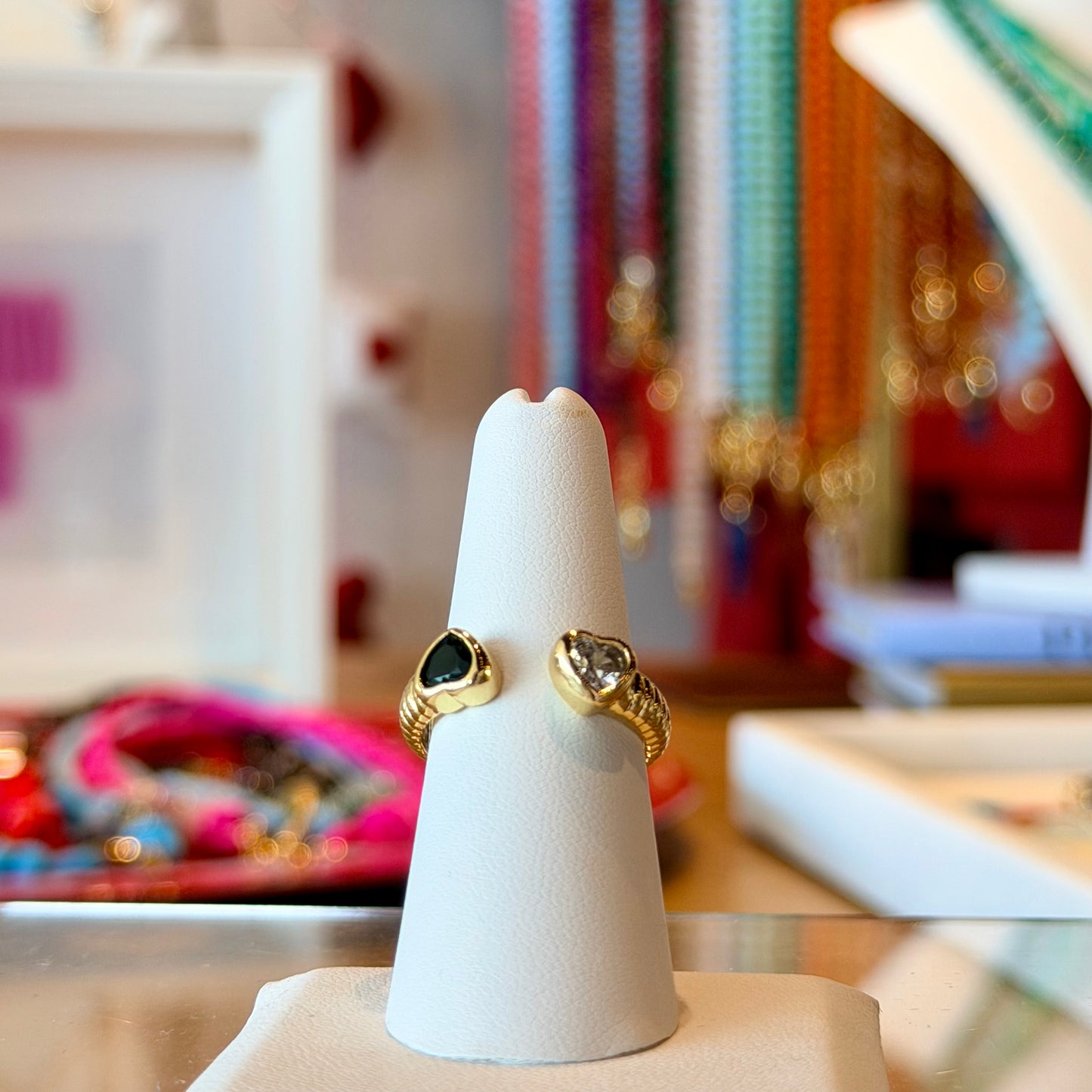 Two-Tone Heart Open Ring