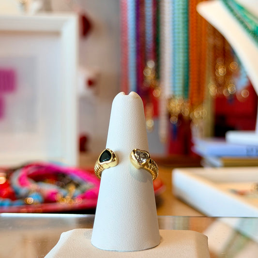 Two-Tone Heart Open Ring
