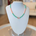 2-tone Bead Necklace with Geometric Pendant