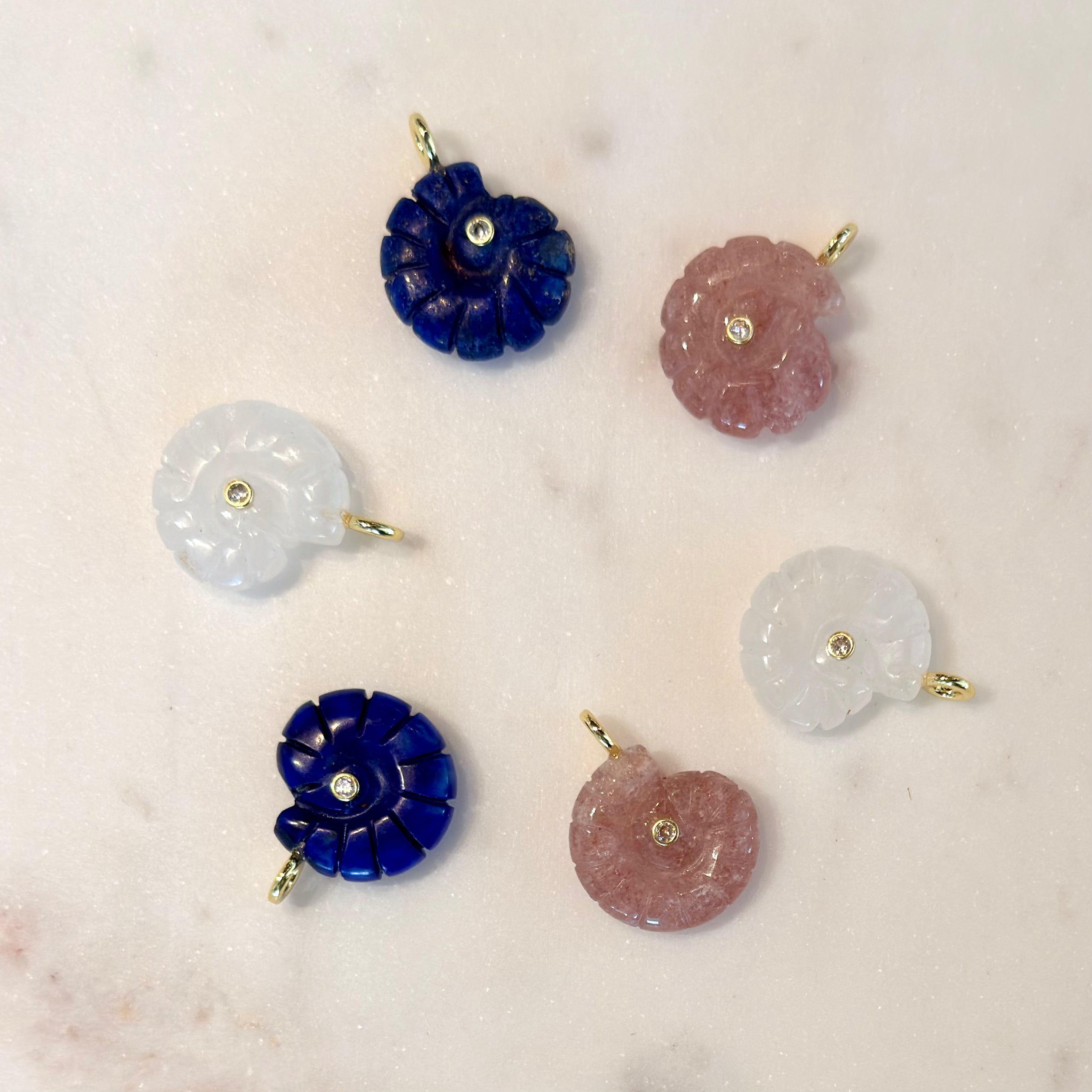 Carved Shell Pendant with Diamond Accent