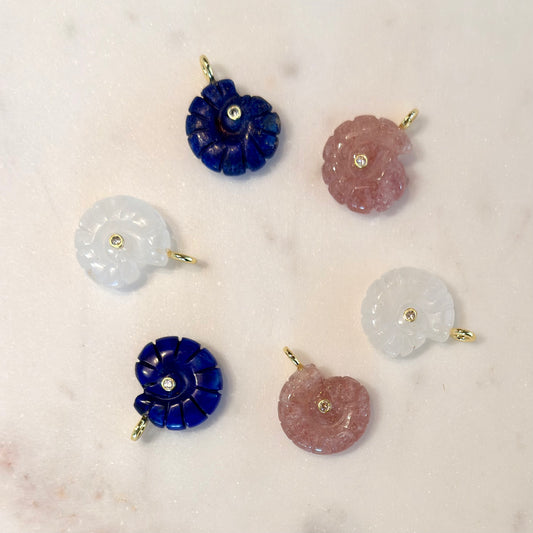 Carved Shell Pendant with Diamond Accent