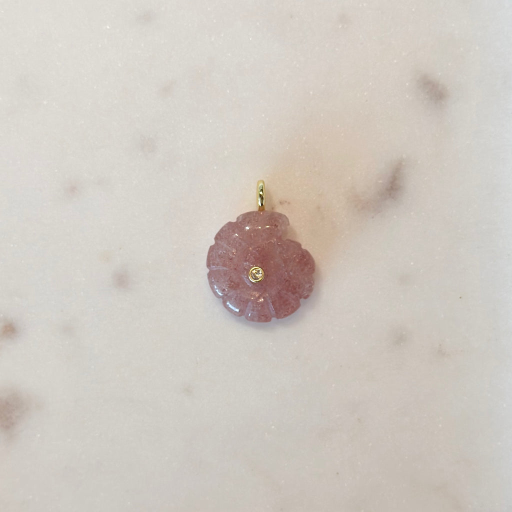 Carved Shell Pendant with Diamond Accent