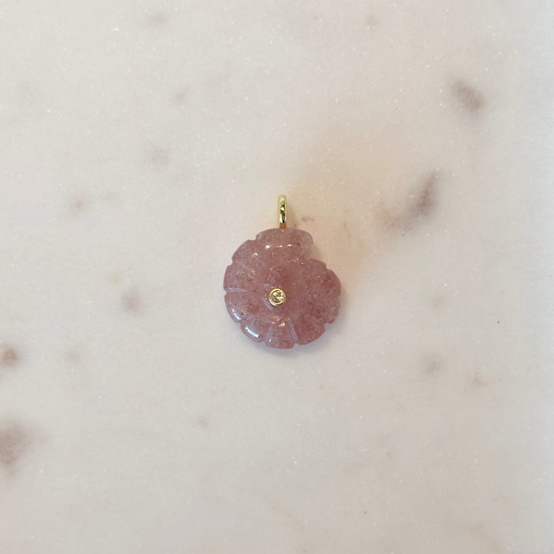 Carved Shell Pendant with Diamond Accent