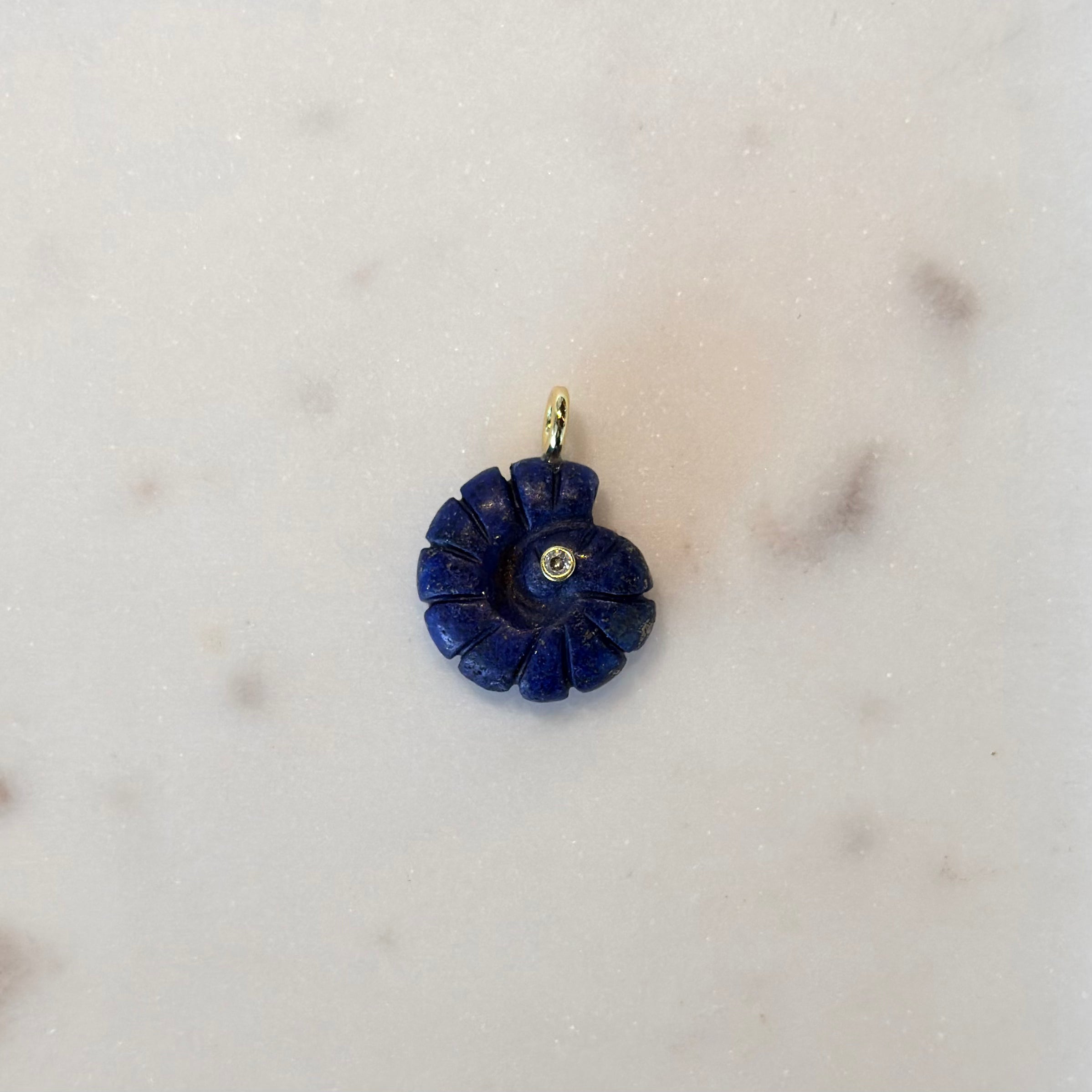 Carved Shell Pendant with Diamond Accent