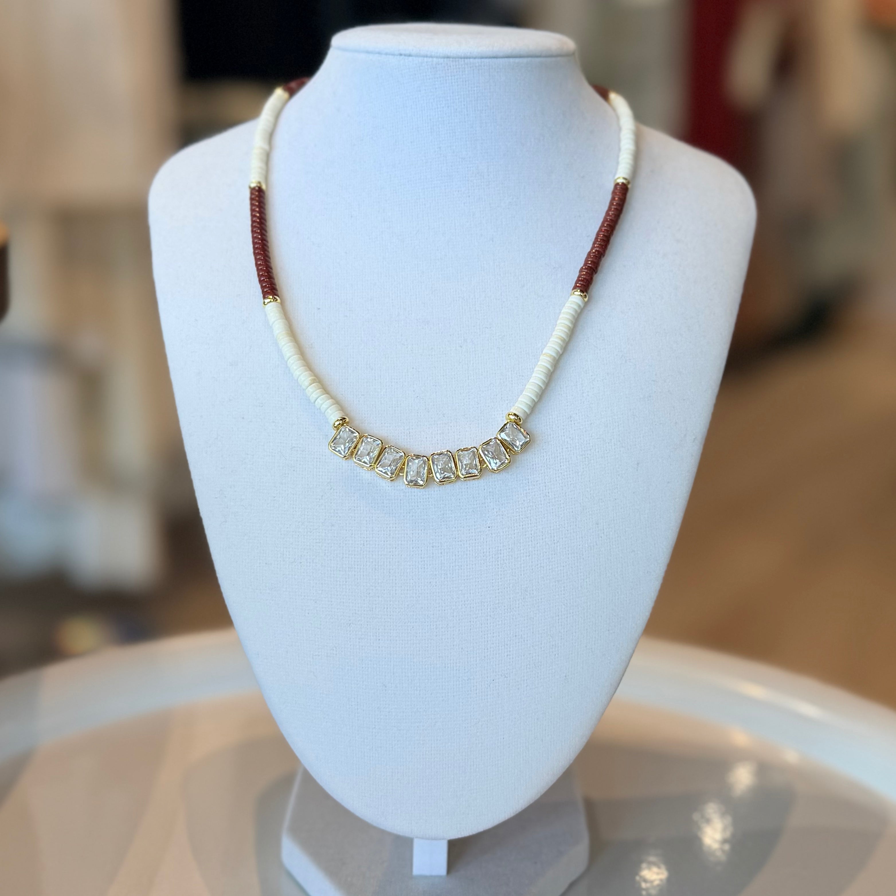 Bead and baguette-cut pendant Necklace