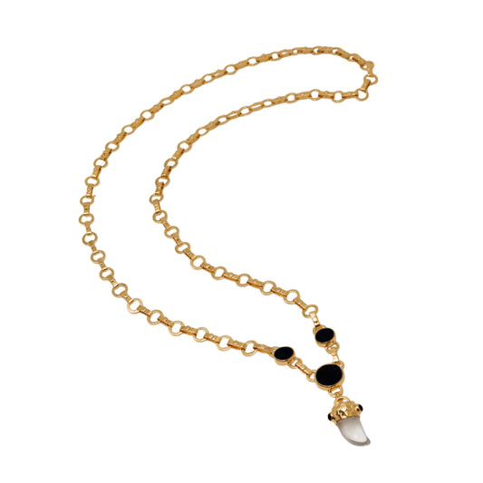 Majestic Curve Long Necklace Circle Onix