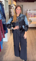 Midnight Lace Denim Bomber Jacket | PS Showroom