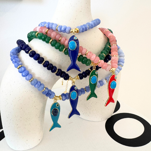 Collar de peces piedras naturales