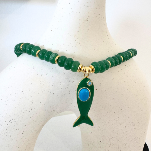 Collar de peces piedras naturales