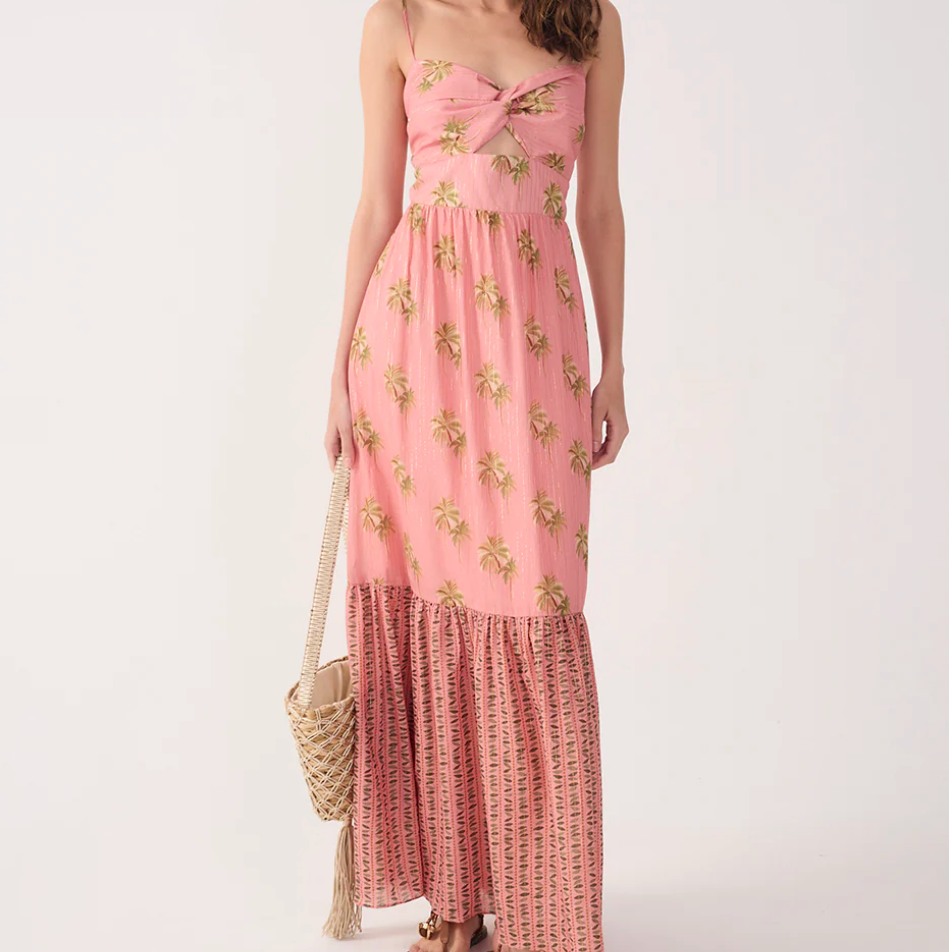 Pink Oásis Cut-Out Tiered Maxi Dress 