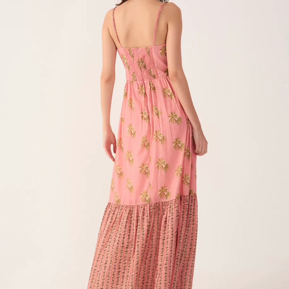 Pink Oásis Cut-Out Tiered Maxi Dress 0