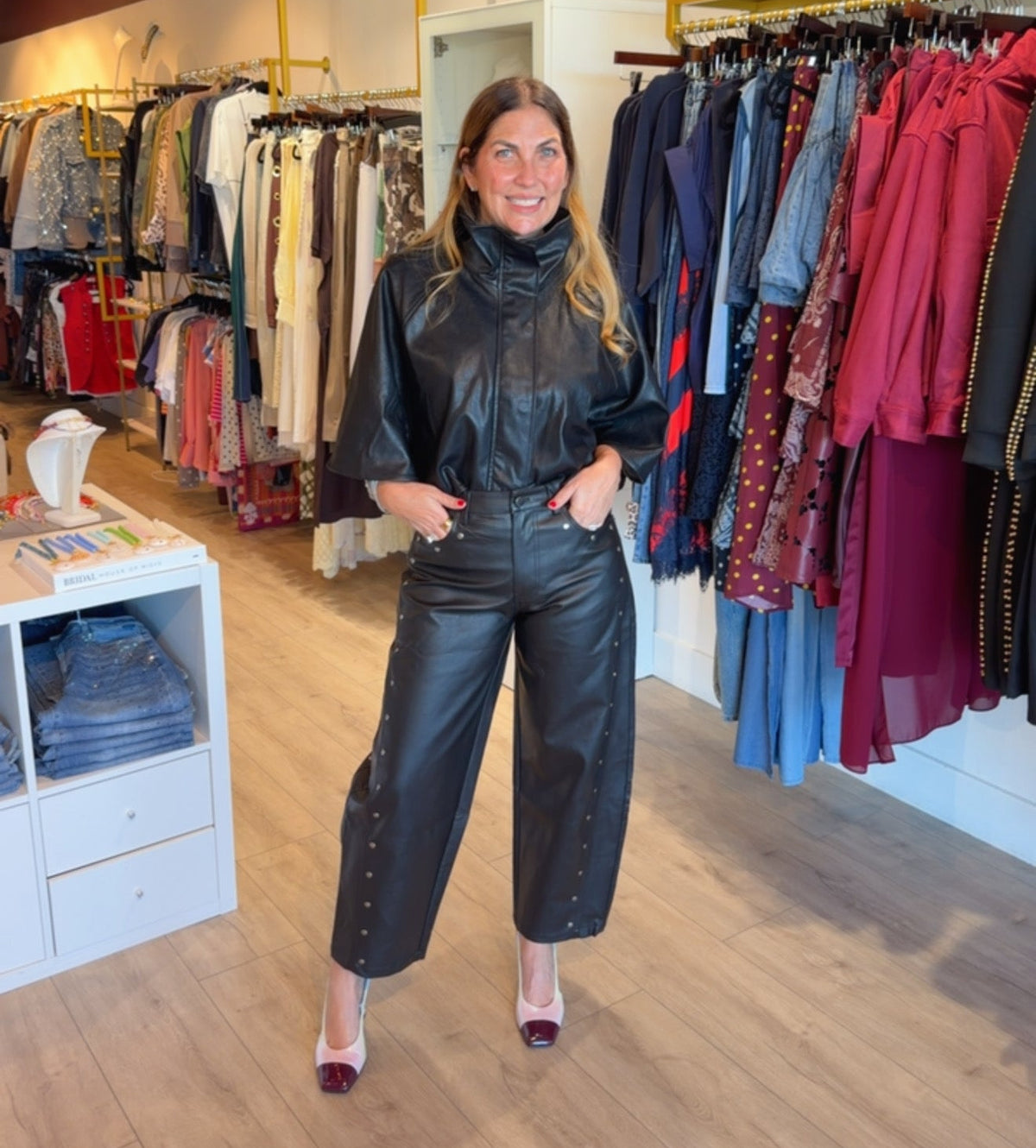 Silver Studded Leather Pants | PS Showroom