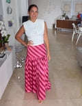 Sunset Stripe Silk Skirt0
