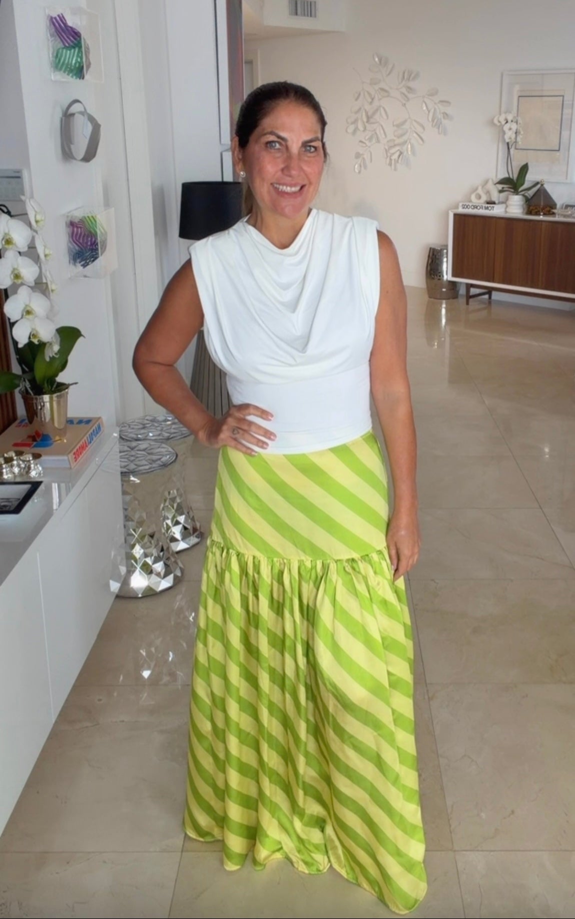 Sunset Stripe Silk Skirt 2