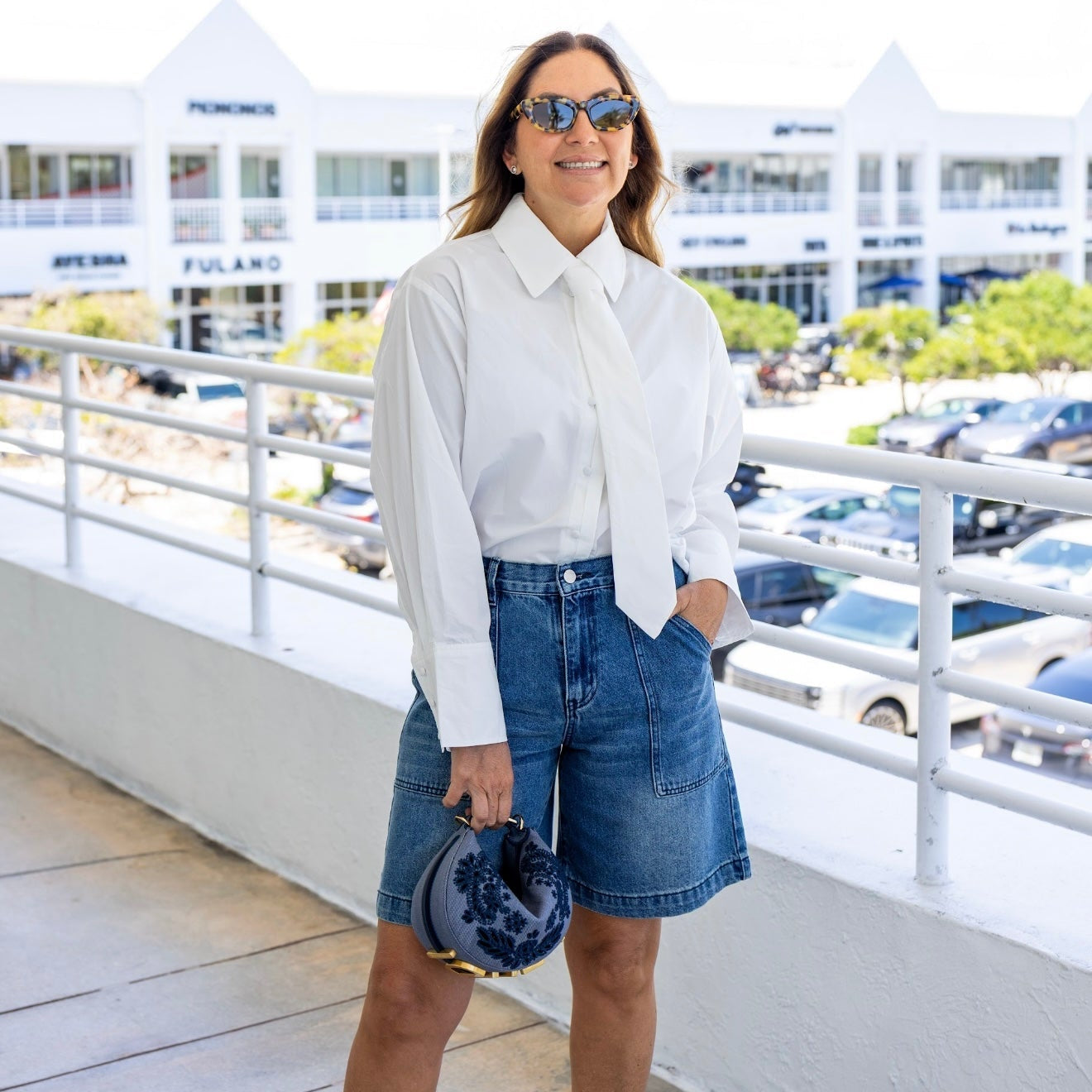 Tailored Denim Bermuda Shorts