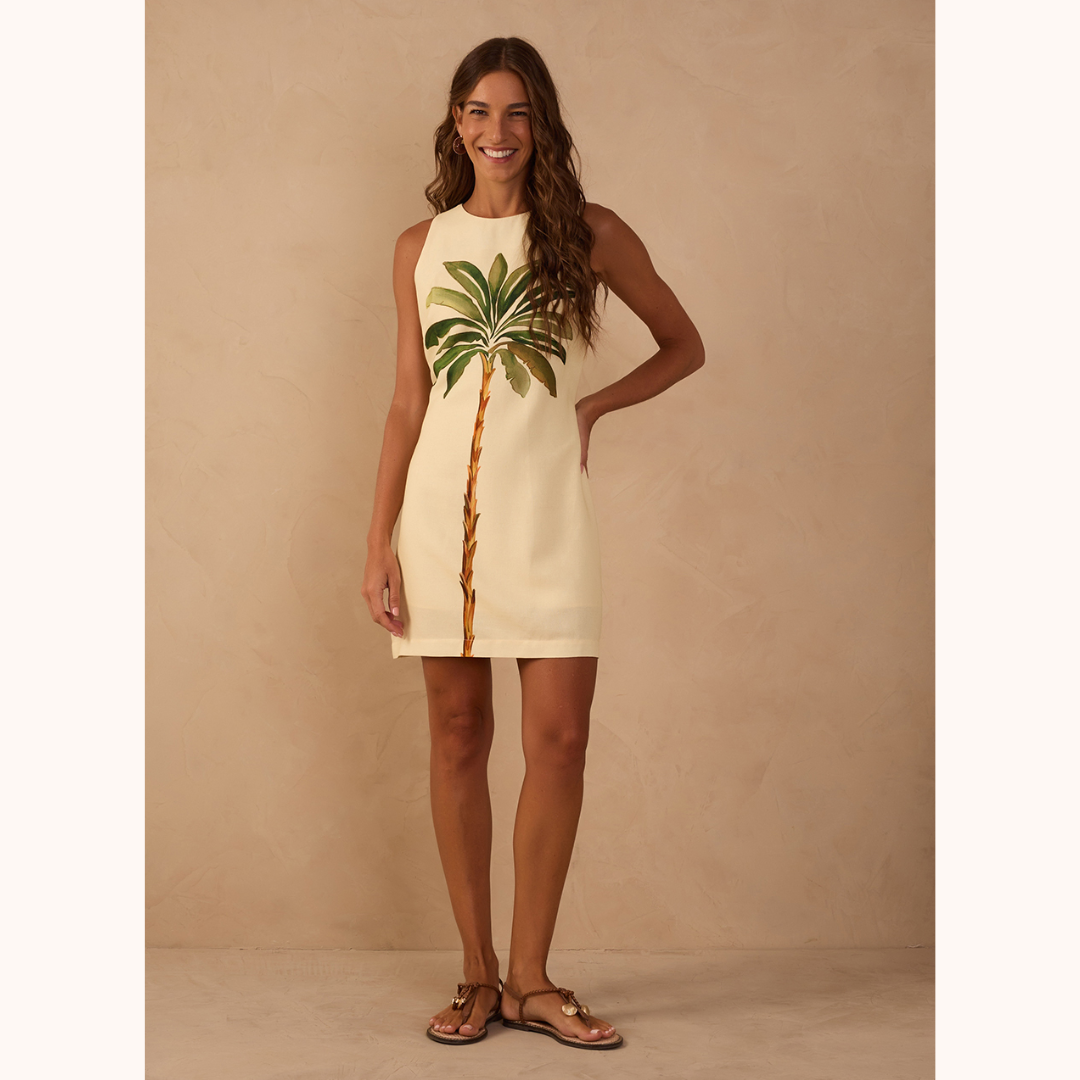 tropical print mini dress YOURS Plus Size Green Tropical Palm Print Tie Neck Mini Dress