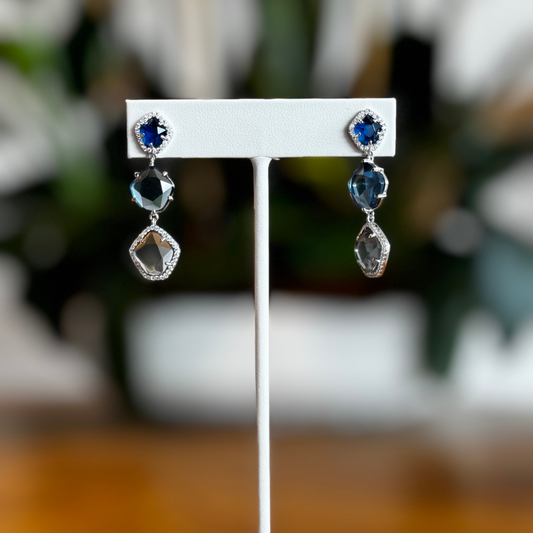 Zarcillos azules 3 tonos
