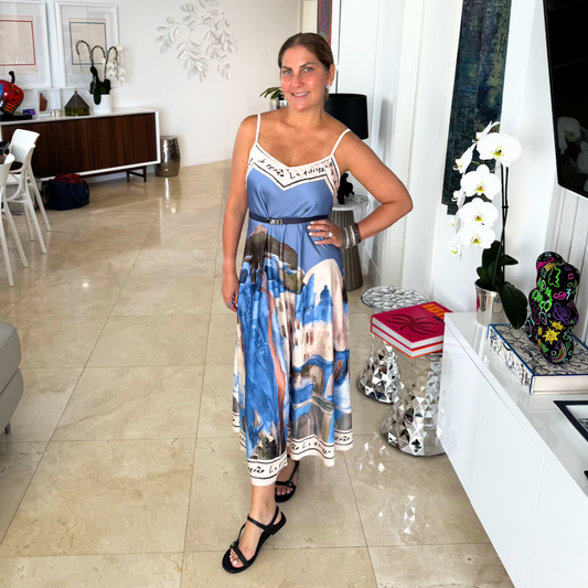 Vestido estampado de seda