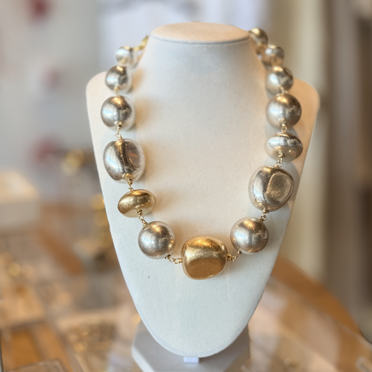 Gold & Silver Oversized Bead Necklace