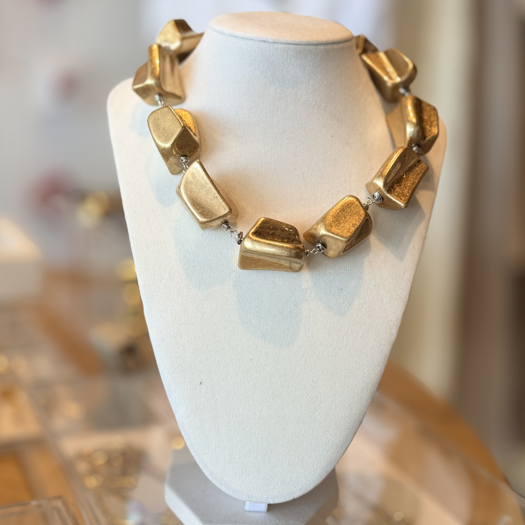 Modern Luxe Gold Block Necklace