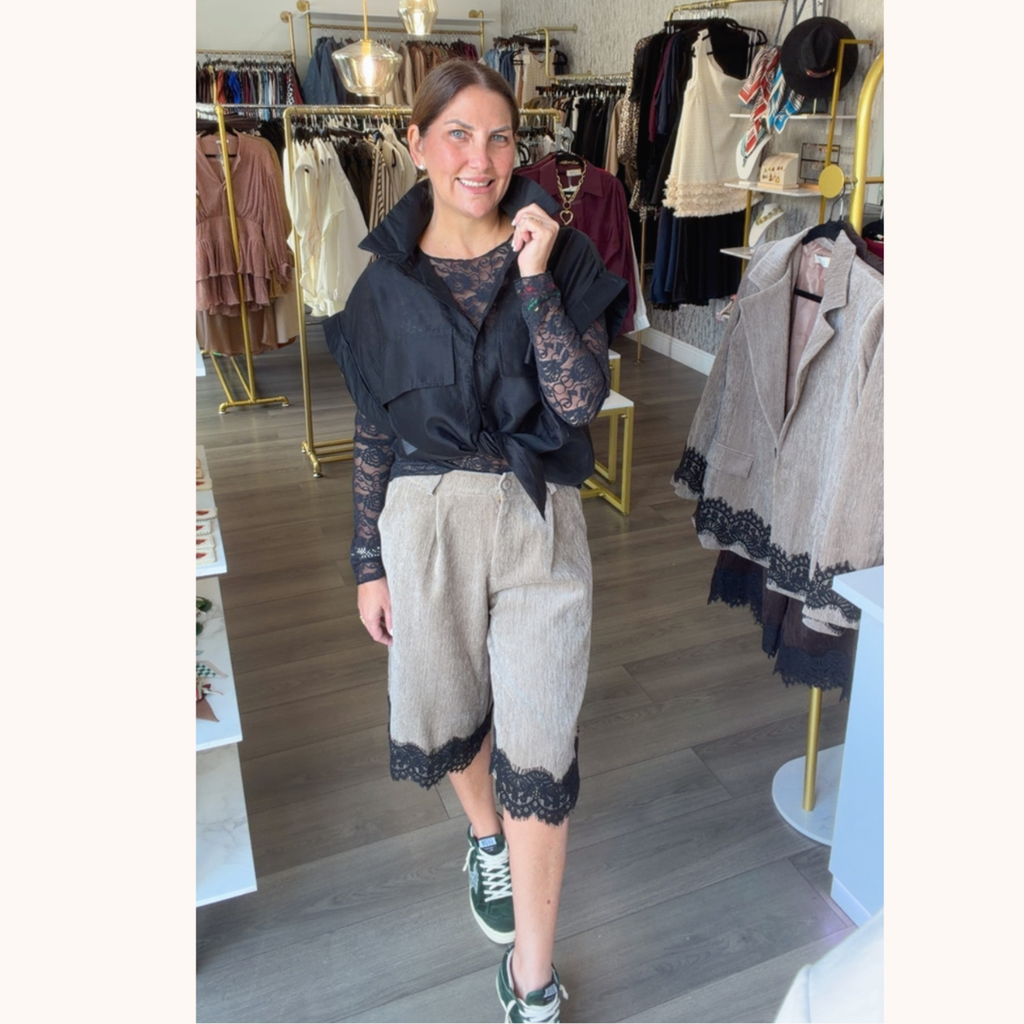 Set de bermuda Oversized con encaje