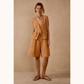 Pleated Bermuda and Crepep Longline Vest