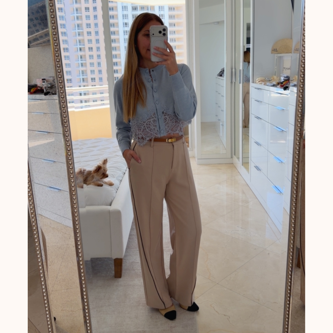 Blush Lace Trim Knit Cardigan