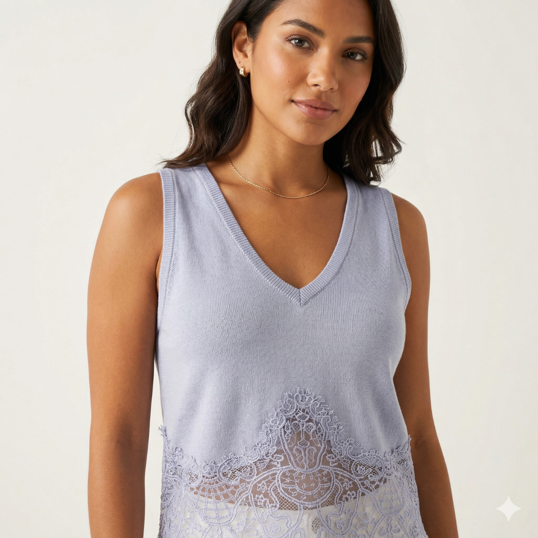 The Amara Chantilly Lace Knit Cami