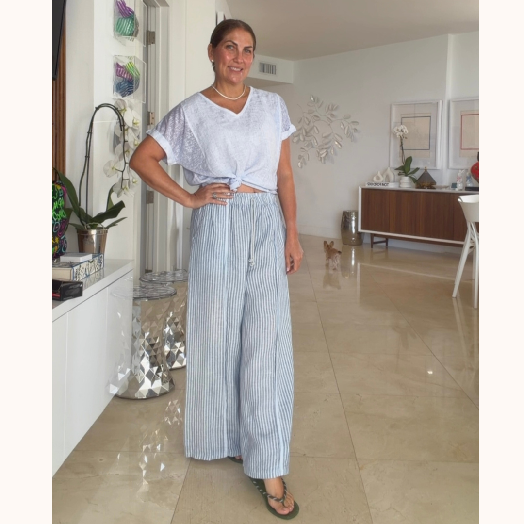 Coastal Stripe Linen Pants