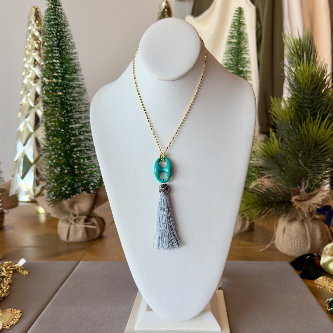 Collar dije dorado infinito con borla