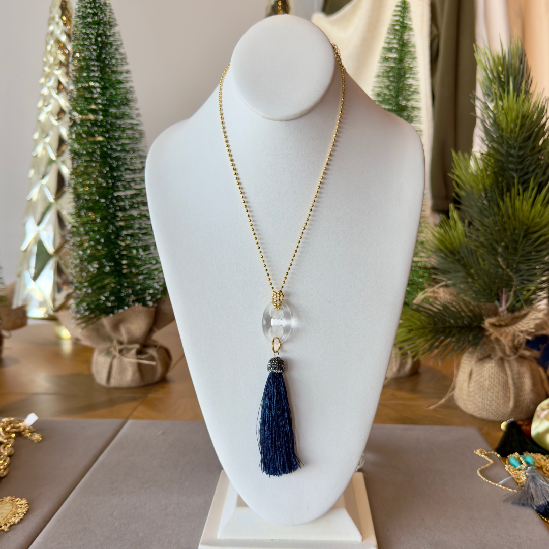 Collar dije dorado infinito con borla