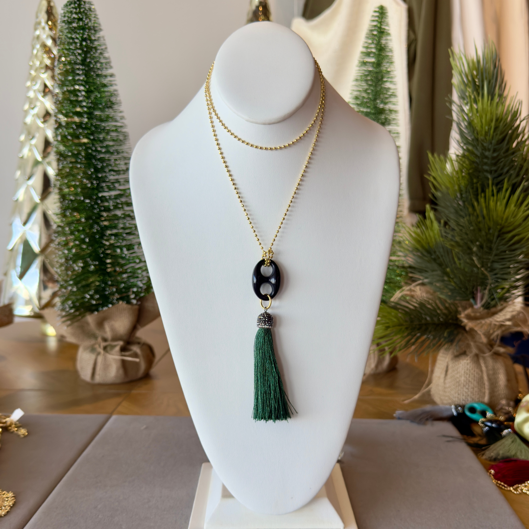 Collar dije dorado infinito con borla