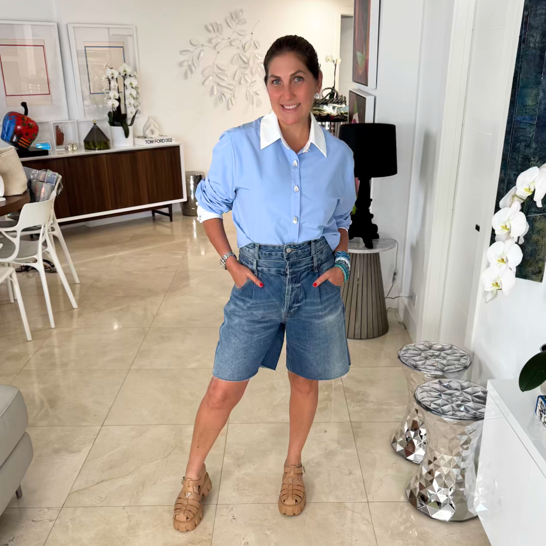 Camisa con botones plateado