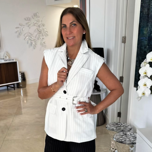 Set de gabardina a rayas