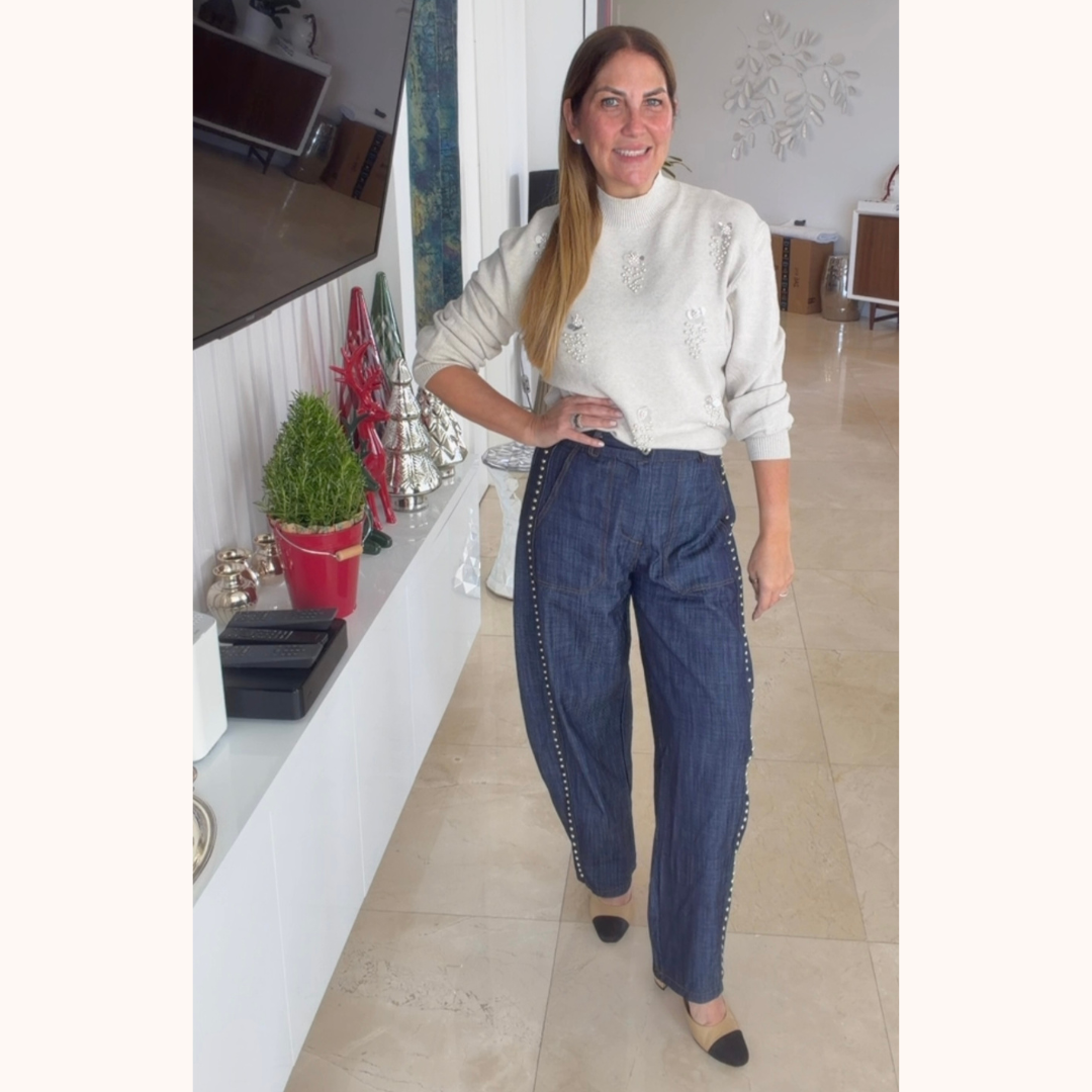 Pantalón de jeans vaquero con chapas