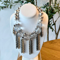 Industrial Glam Fringe Necklace in Silver & Mixed Chains
