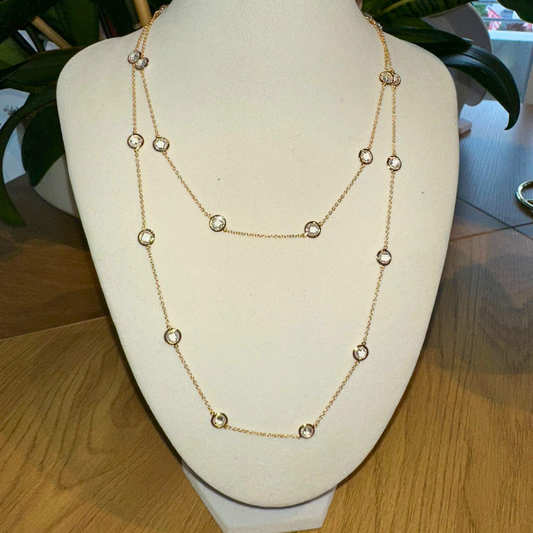 Collar bañado en oro 18 con zirconia
