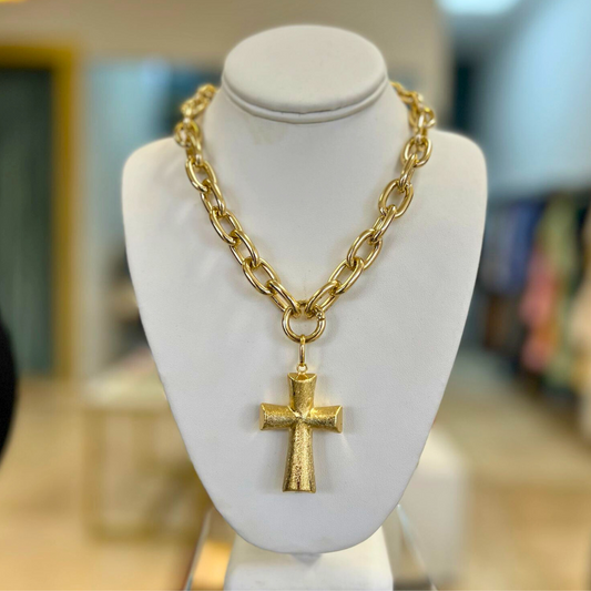 Collar cruz dorada