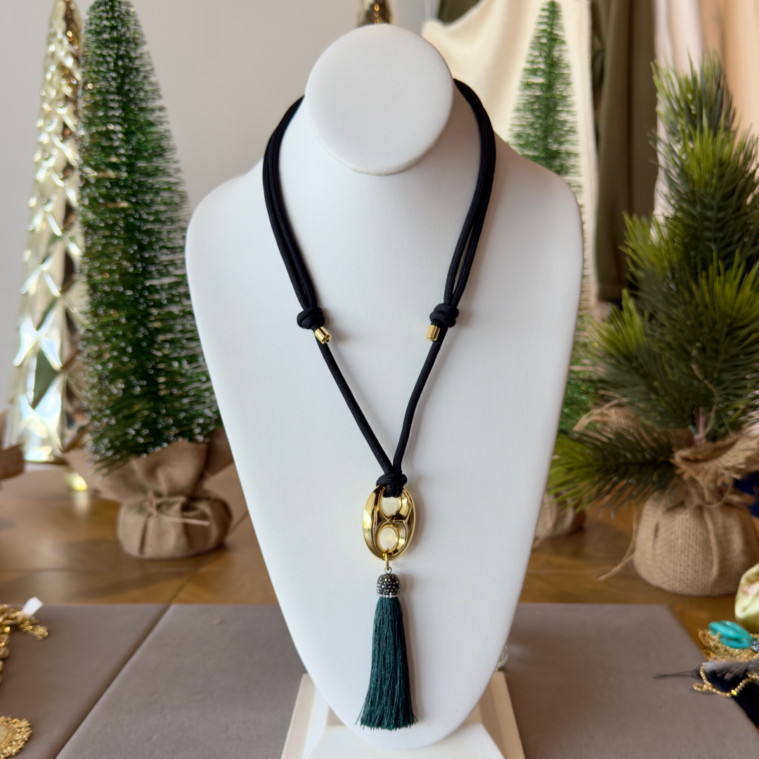 Collar dije dorado infinito con borla