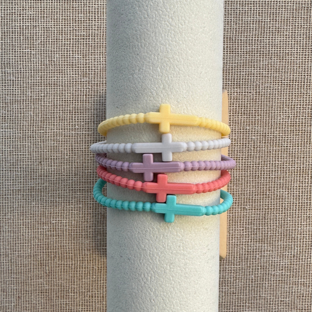 Set of rubber bracelets with Cross