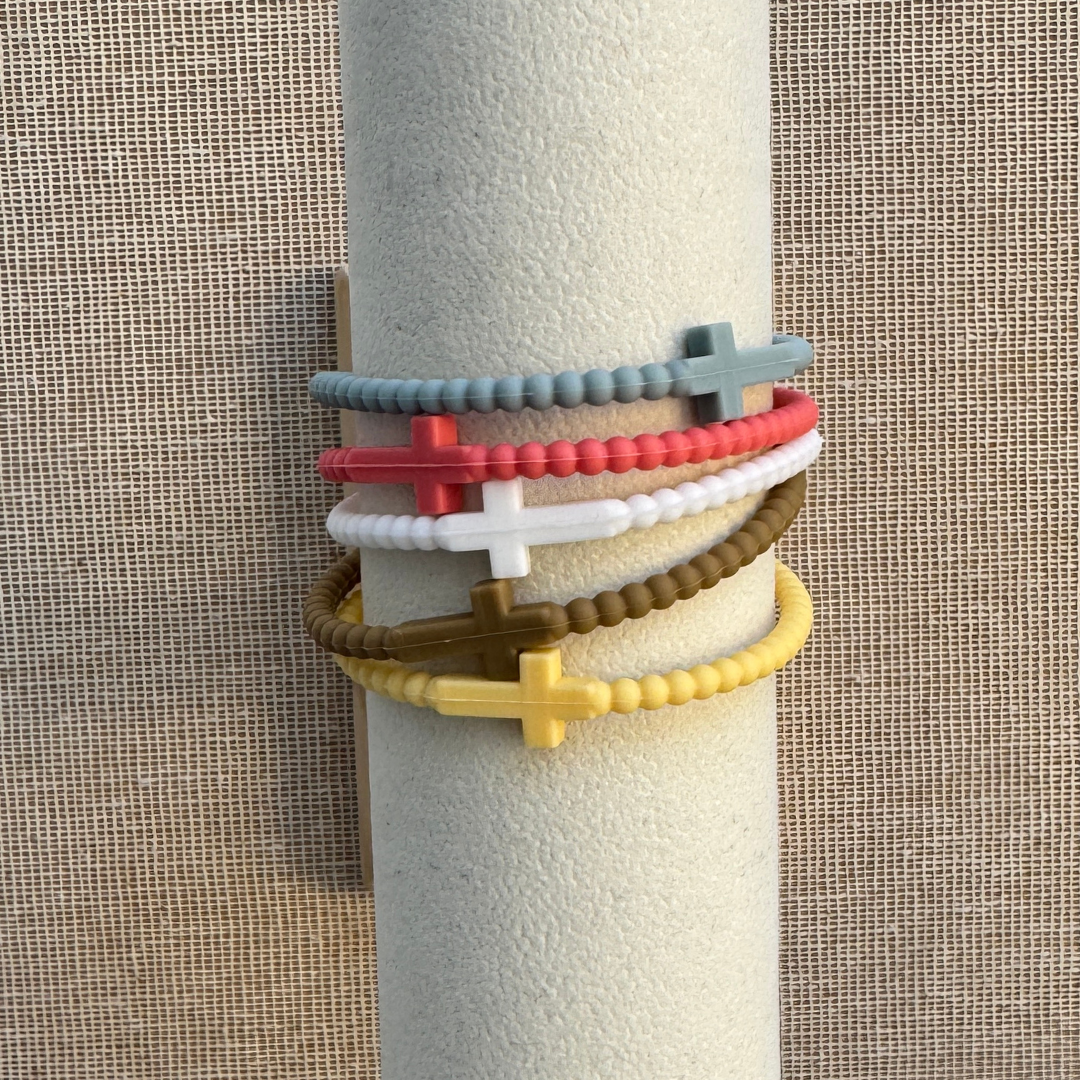 Set of rubber bracelets with Cross