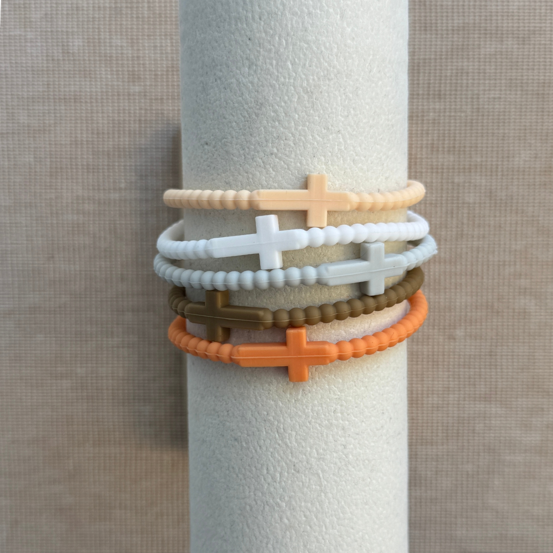 Set of rubber bracelets with Cross