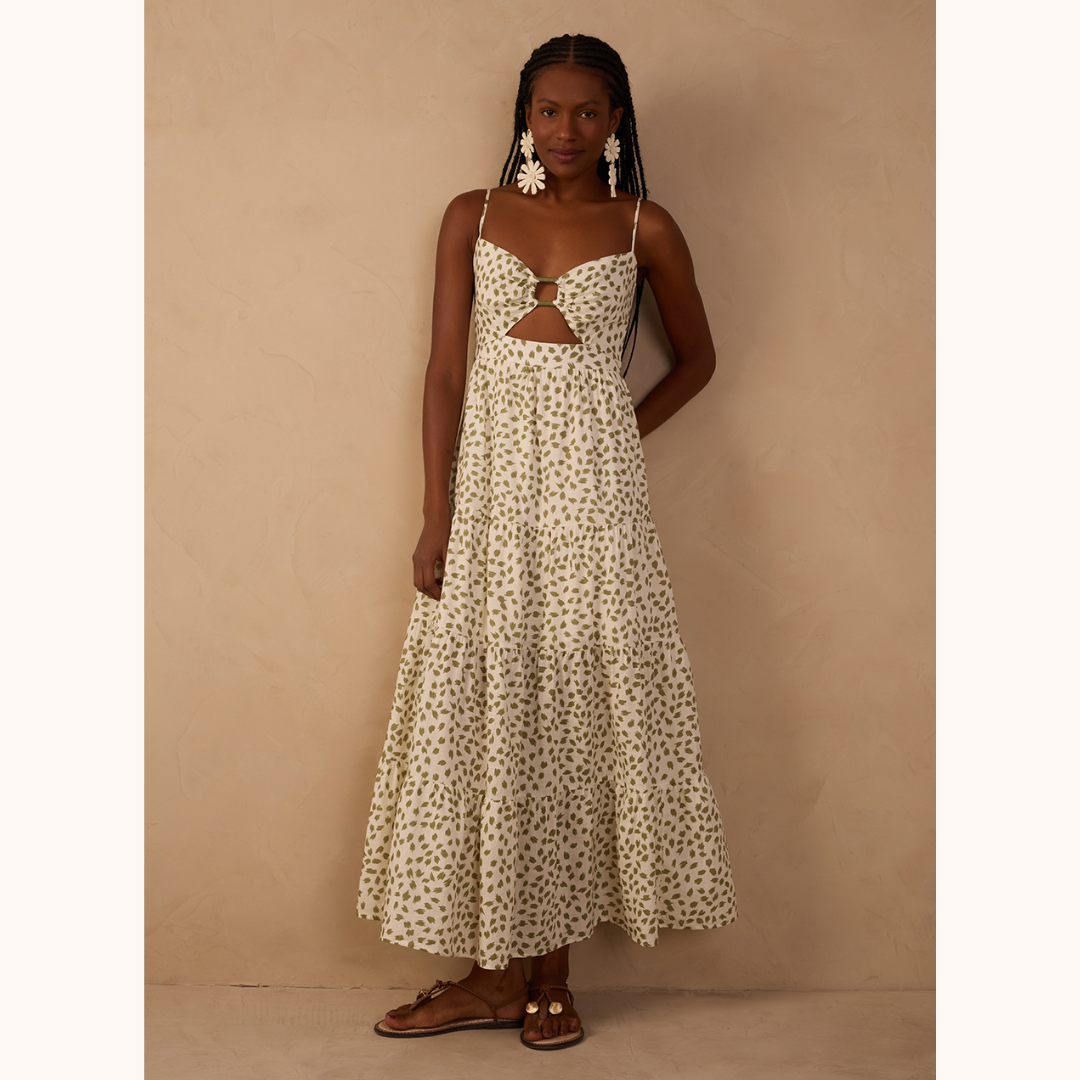 Dotted Leaf Maxi Dress
