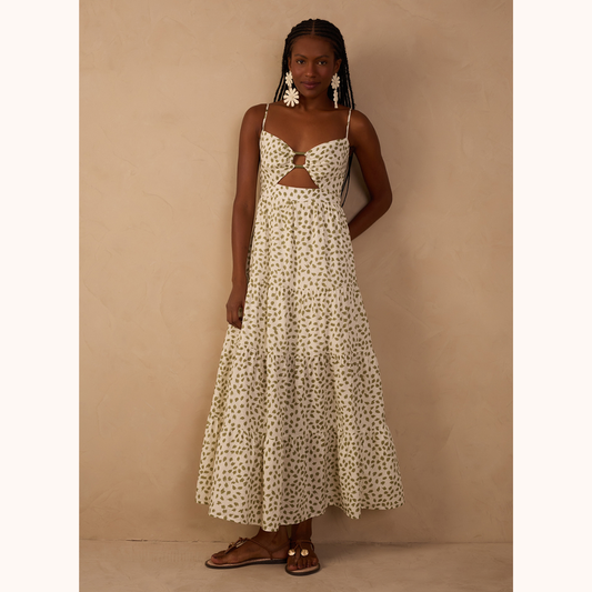 Dotted Leaf Maxi Dress