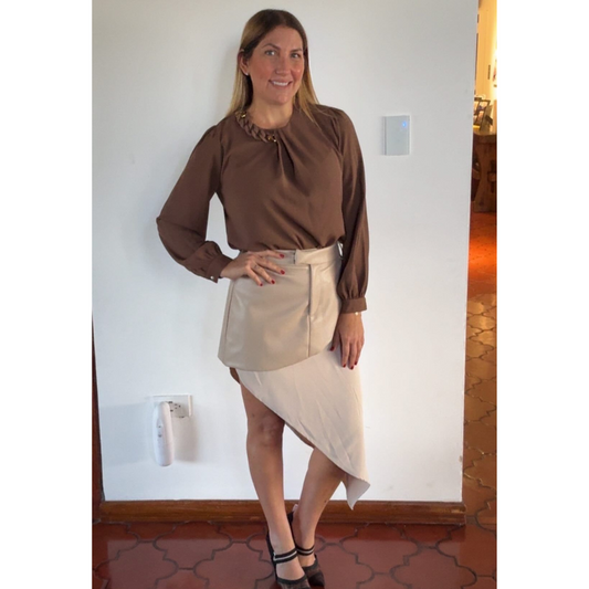 Mid-calf leather skirt
