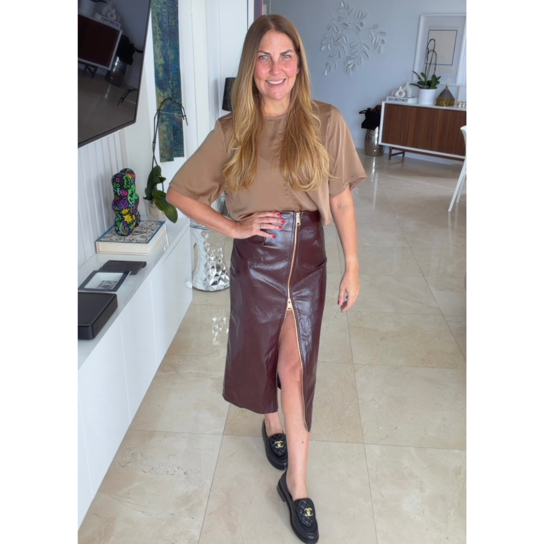 Falda de Ecopiel con Cierre