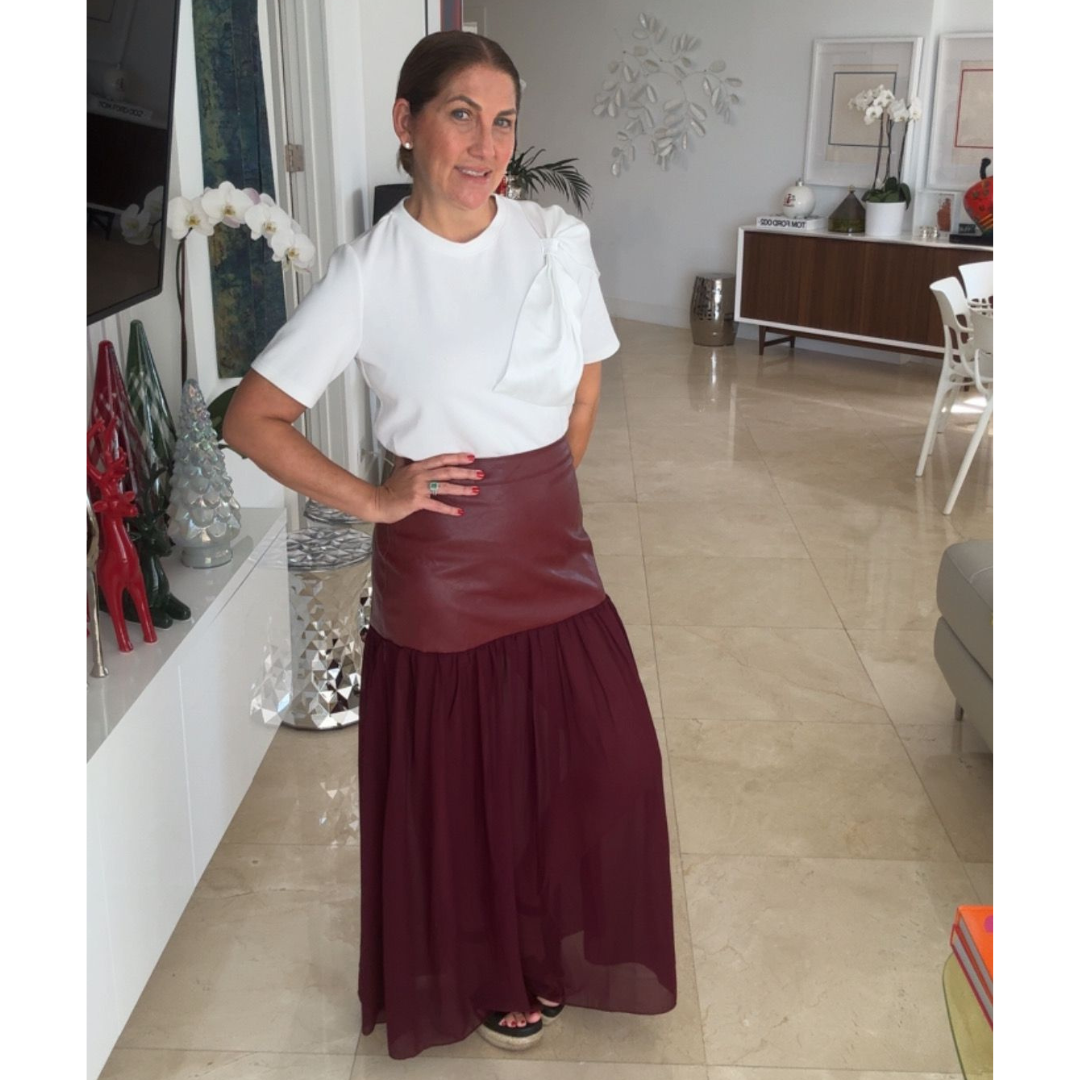 Leather skirt with transparency