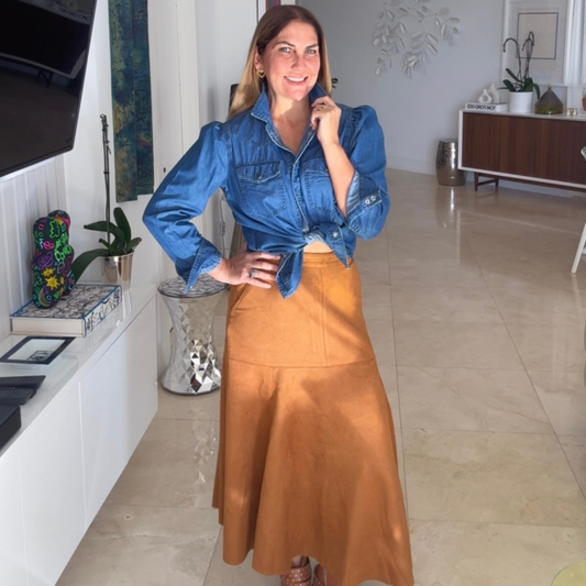 Falda de gamuza marrón