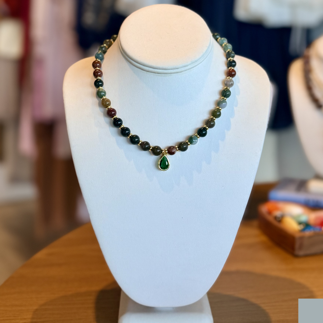 The Prism Beaded Gemstone & Colorful Drop Necklace